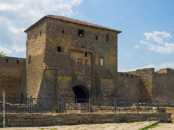 Obraz Belgorod Dniester fortress, Home Gate. The ruins of medieval Gate of Akkerman Fortress, Bilhorod Dnistrovskyi, Ukraine. The main entrance to the fortress.