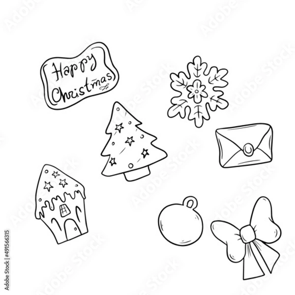 Obraz 
Vector children's design on a white isolated background for banners postcards and stickers New Year's holiday