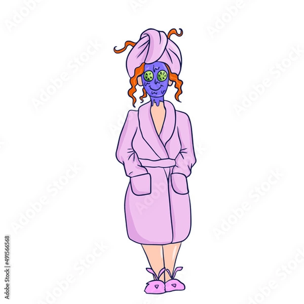 Obraz Cute and funny girl with red hair,vector children's design on a white isolated background waiting for banners, postcards and stickers