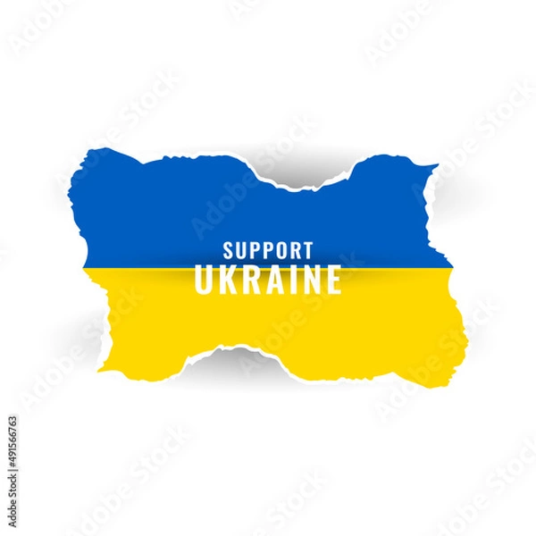 Fototapeta Support Ukraine text with papercut style flag theme design