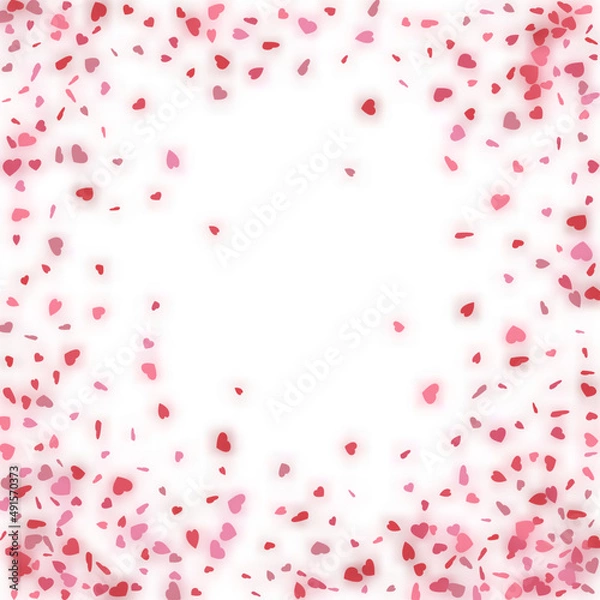 Obraz Red hearts falling confetti  romantic frame 