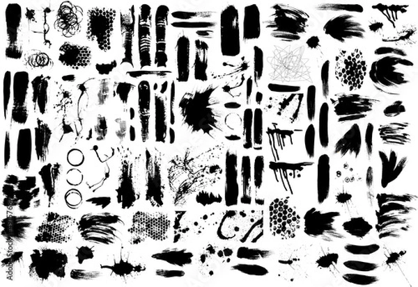 Fototapeta Brush strokes and Paint Splatters Vector set