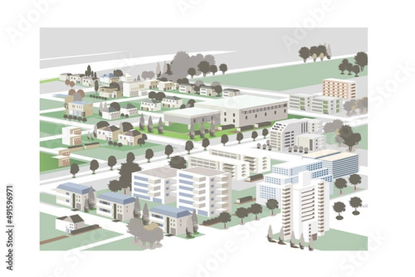 Obraz 美しい街並みと楽しい暮らし。人々が明るく楽しく暮らせる街づくり。