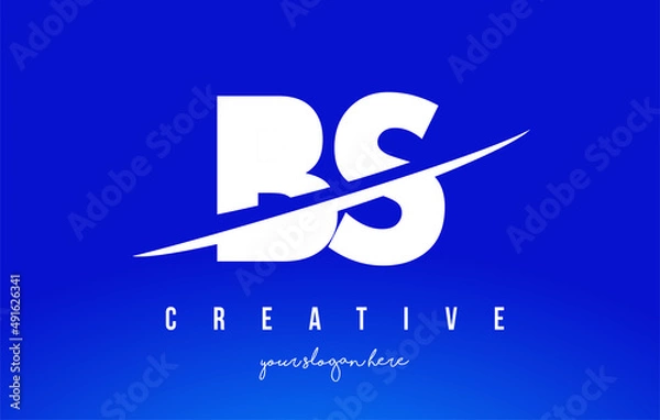 Fototapeta BS B S Letter Modern Logo Design with White Background and Swoosh.