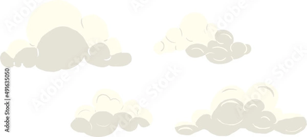 Obraz Fluffy cartoon cloud set, weather illustration