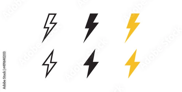 Fototapeta Lightning and voltage flat vector illustration.
