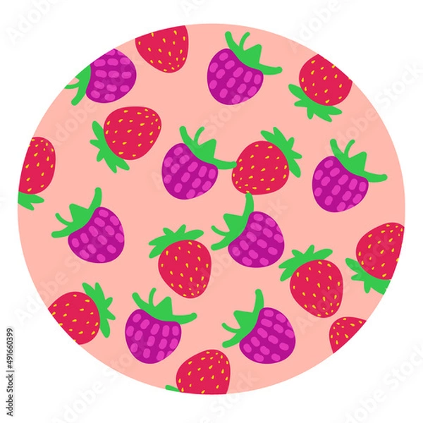 Fototapeta Stickers of berries and fruits various minimal design fruit tags for sweet drinks or ice cream collection of vegan simple icons Vector set of fresh Fruits, group of cut out cartoon fruits and berries.