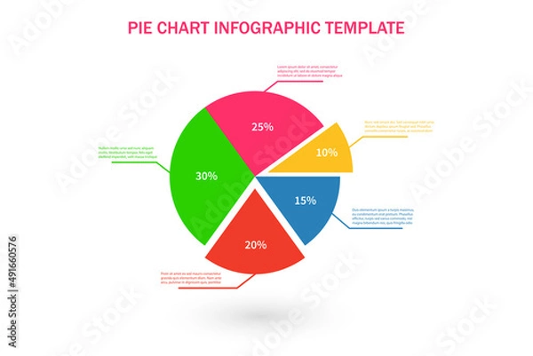 Fototapeta Pie chart infographic template. Business infographic template. Infografic process template. Vector