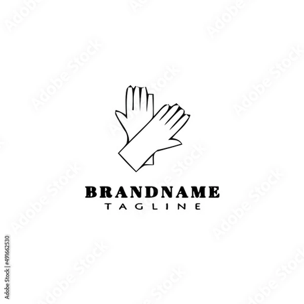 Fototapeta cute glove logo cartoon design template icon black isolated vector illustration