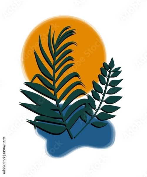 Fototapeta foliage art on a white background and elegant colors is good for decoration and posters