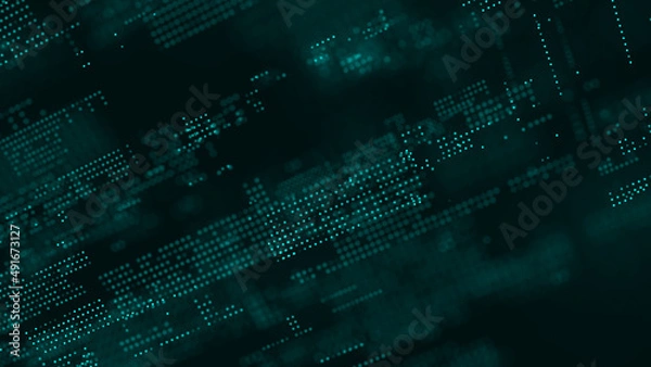 Fototapeta Abstract digital background. Technology illustration. Data matrix. Data technology illustration. Big data visualization. Science background. 3D rendering.