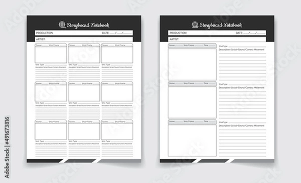 Fototapeta Storyboard notebook page template Design, Storyboard Journal, Storyboard Logbook