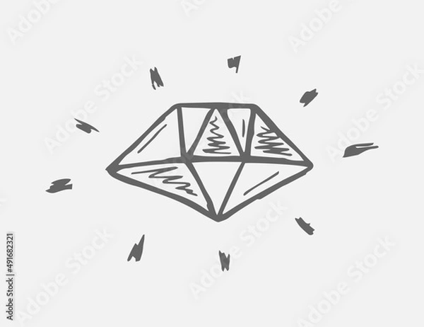 Obraz The diamond is hand drawn. Graphic vector illustration.