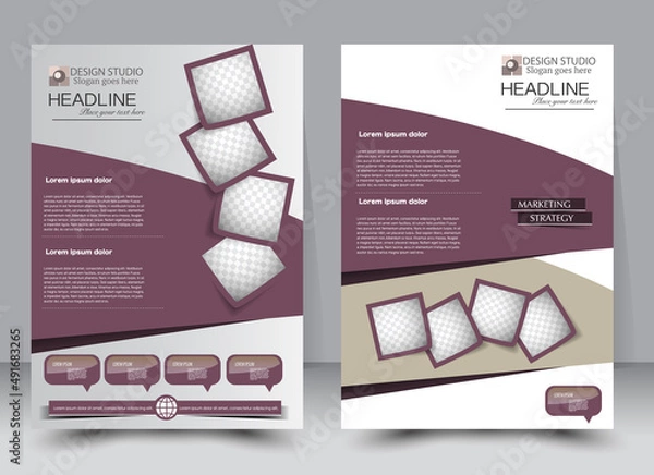 Fototapeta Flyer design template. Annual report cover.  Brochure background. For magazine front page, business, education, presentation. Vector illustration a4 size. Green color.