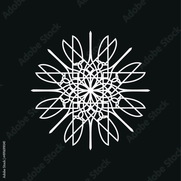 Obraz white snowflake on black background