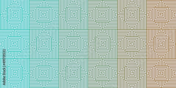 Fototapeta Vector graphic of Seamless abstract geometric pattern in soft rainbow color. Good for watermark background, certificate, banknote, money design, currency, note etc.