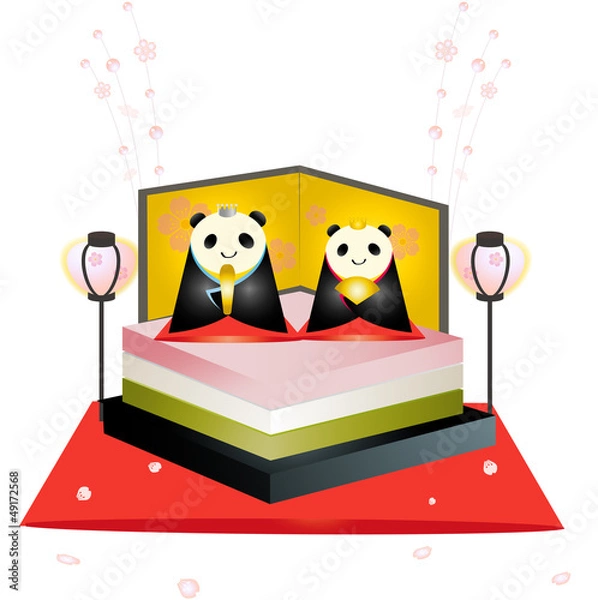 Obraz 桃の節句　ひな祭り　パンダ　背景なし