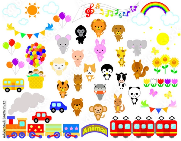 Fototapeta 動物　アイコン　白バック