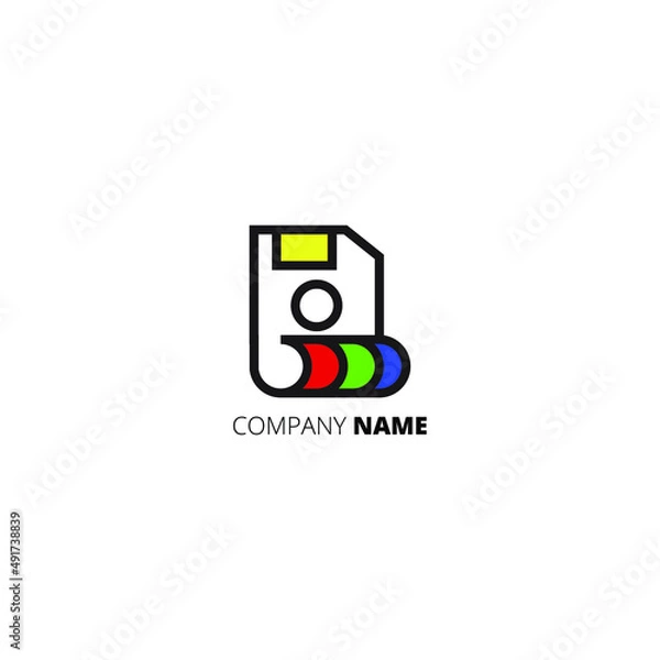 Fototapeta Memory card print logo template design. This logo is suitable to be an identity for a brand, business, and service in printing