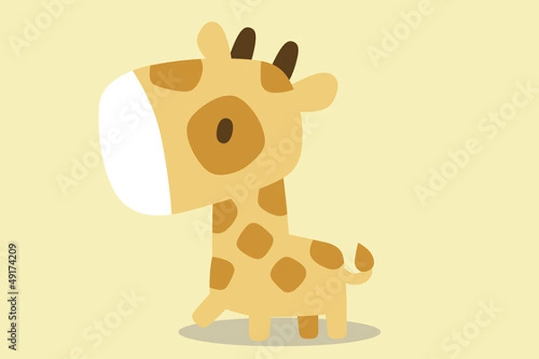 Fototapeta キリンのイラスト　ベージュトーン