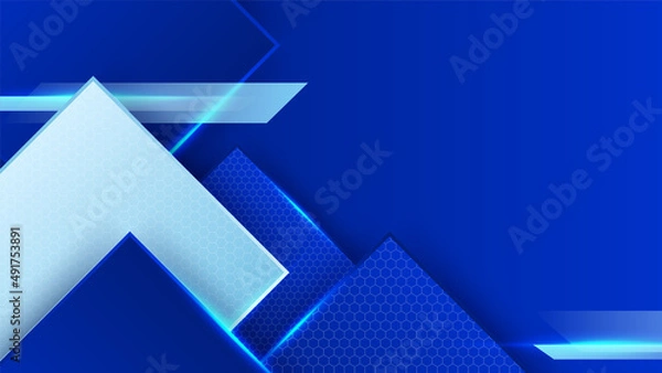 Fototapeta Modern dark blue abstract background paper shine and layer element vector for presentation design. Suit for business, corporate, institution, party, festive, seminar, and talks.