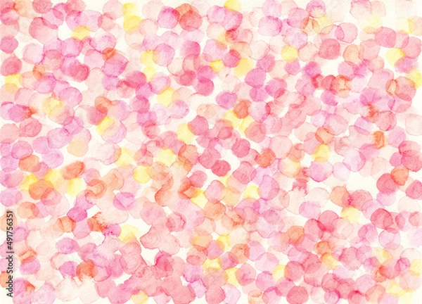 Fototapeta 水彩　マーブル模様　ピンク