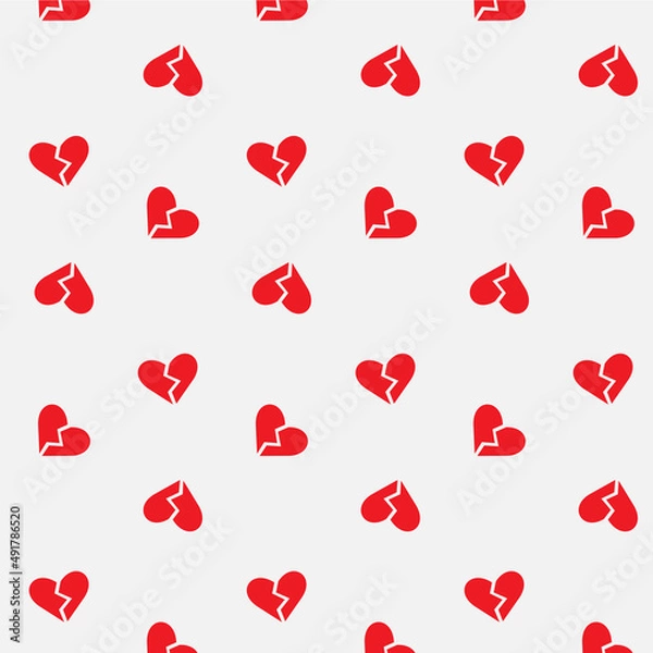 Fototapeta Red broken heart card seamless pattern.