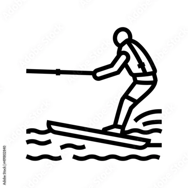 Fototapeta water skiing line icon vector. water skiing sign. isolated contour symbol black illustration