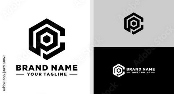 Obraz CP LOGO MONOGRAM HEXAGONAL EDITABLE