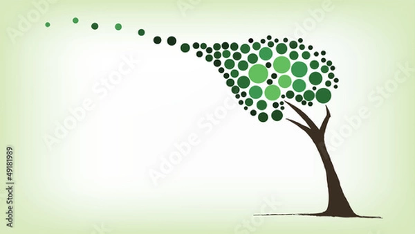 Obraz Green Tree blowing in the wind