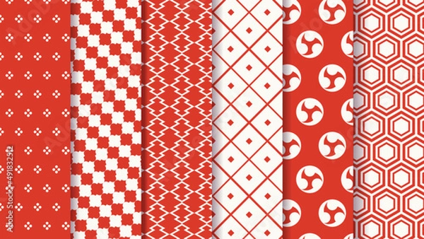 Fototapeta Japanese Traditional Pattern Set