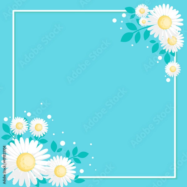 Fototapeta vintage daisy  backdrop minimal composition frame card with a copy space 