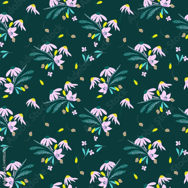 Fototapeta Blooming meadow Seamless pattern. Ditsy style Pattern. A Pattern for print, fashion, kids Appareal, wallpaper and much more. 