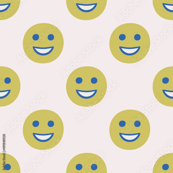 Fototapeta Seamless vector facial expression pattern. Repeat chat emoji background for fabric, textile, wrapping, cover etc.