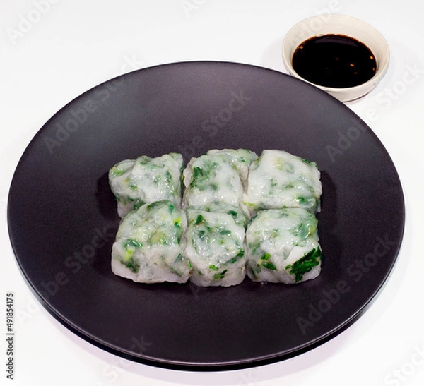 Obraz Chinese chives are wrapped in flour and steamed