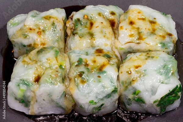 Obraz Chinese chives are wrapped in flour and steamed