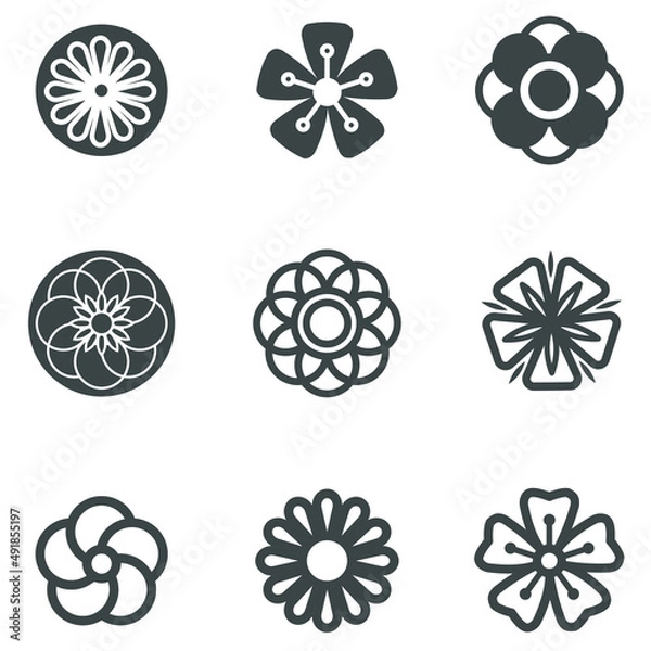 Obraz Korea Traditional Pattern Outline Collection. Thin Line Icon Vector Illustrator.