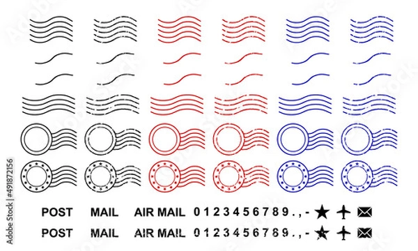 Obraz 消印と数字のセット（スタンプ風）