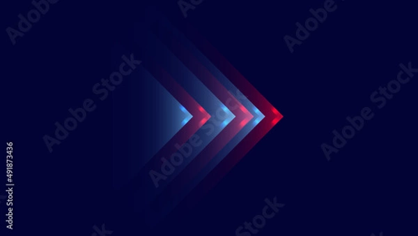 Obraz abstract technology arrow moving forward blue and red square digital, technology data, communication, and network background