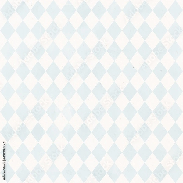 Fototapeta Seamless watercolor pattern with blue rhombus on a white background. Vintage style. Delicate colors. Stock illustration.