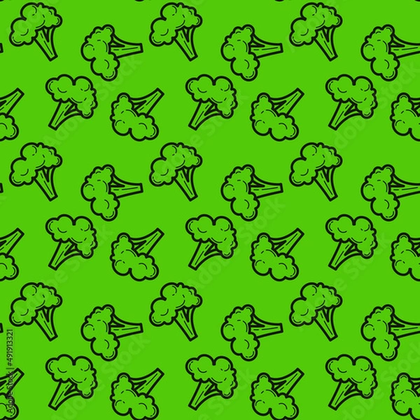 Fototapeta minimalistic vector green pattern with broccoli