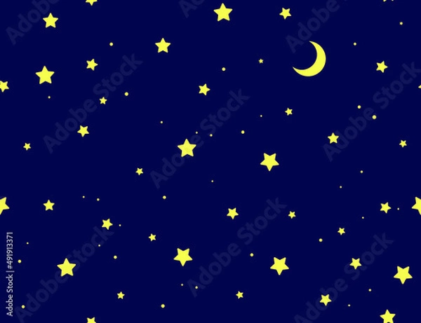 Obraz vector night pattern of stars and moon in deep blue sky