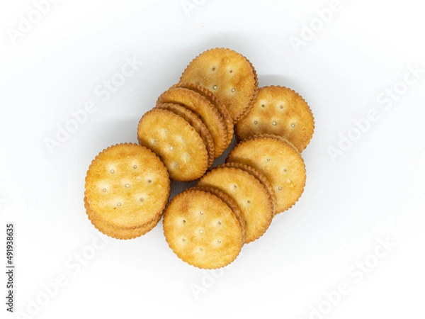 Obraz 가운데 치즈 크림이 발라져 있는 크래커