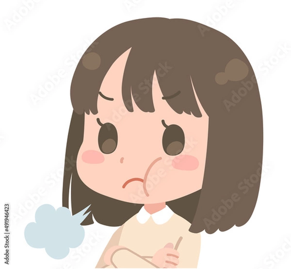 Fototapeta ムッとする女の子のイラスト　腕組み