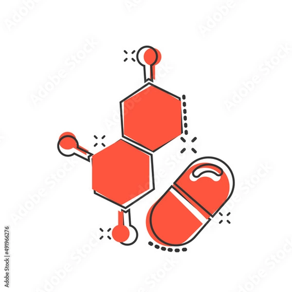 Obraz Vitamin pill note icon in comic style. Capsule cartoon vector illustration on white isolated background. Antibiotic splash effect sign business concept.