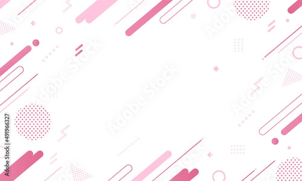 Obraz 【ピンク】幾何学模様背景・メンフィスのフレームパターン素材