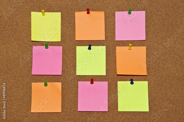 Obraz Cork board with post-it on