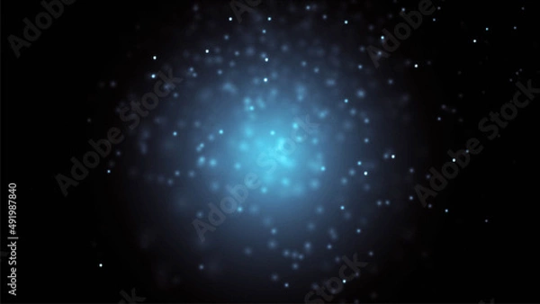 Obraz Blue abstract background with floating dots, mockup