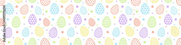 Fototapeta Easter banner with decorative eggs. Seamless pattern. Vector