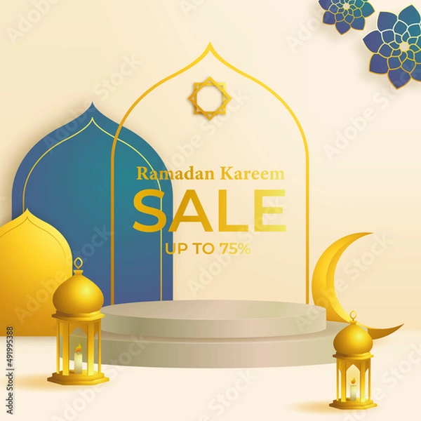 Obraz 3d podium ramadan sale social media post promotion for product dsiplay and showcase